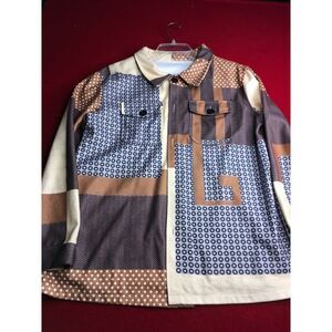 Patchwork Button-Up Jacket XL